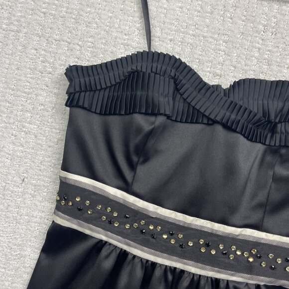 Max & Cleo Evening  Cocktail Dress Mini Strapless Party Sz 4 Black Rhinestone - Picture 5 of 13